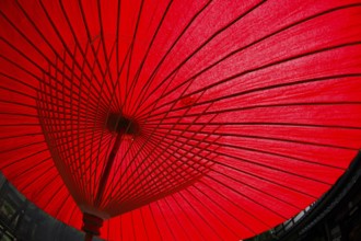 Bright red umbrella of the image. Shooting Location: Yokohama-city kanagawa prefecture