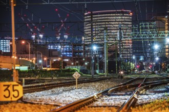 Line and Yokohama Minato Mirai of night view. Shooting Location: Yokohama-city kanagawa prefecture