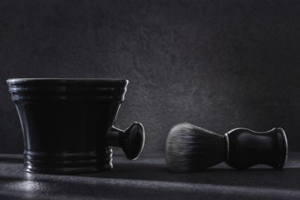 Black Barber Tools Classic Soft Shaving Brush And Shaving Mug