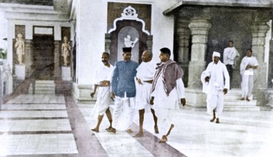 Mahatma Gandhi with Devadas Gandhi and G D Birla, Delhi, India, Asia, March 18, 1939