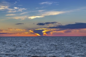Sunset on Ladoga lake in summer, Russia