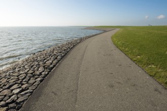 The so-called Wadden dyke on the island of Terschelling in the North Sea in the Netherlands part of