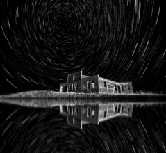 Ghost Town Night Stars Full Moon Saskatchewan Galillee