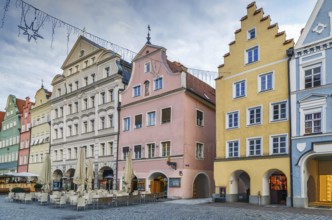 Historical houses on Altstadt street in Landshut, Germany