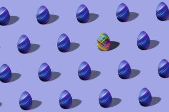 Luxury Easter egg pattern made, Trendy Easter egg pattern made, Violet and blue glitter, Minimal