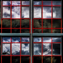 Abstract lines and squares of an office building, Bayreuth, Germany, August 2017