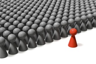 3d illustration of a leader and the crowd