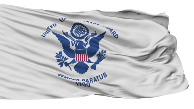 United States Coast Guard Flag, Isolated On White Background