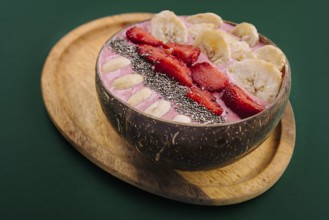 Food, Strawberry smoothie bowl with chia seeds