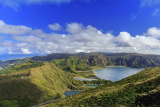 Lagoa do Fogo and green valley on San Miguel island of Azores