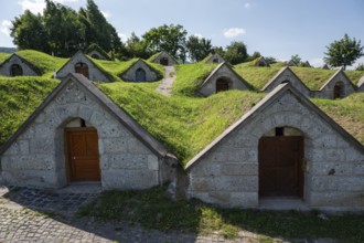 Wine cellars with green roofs in Hercegkut, Hungary