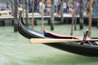 Ancient gondolas boat in Venice. Close up gondola