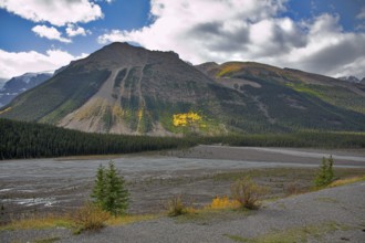 The well-known mountains in the north of Canada in September
