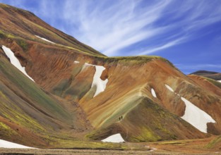 Colorful smooth mountains in the Icelandic reserve Landmannalaugar. Rhyolite mountains