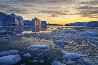 Greenland Ilulissat glaciers at fjord Disco Bay West Greenland