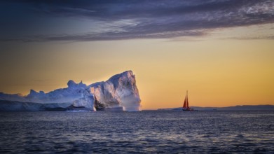 Greenland Ilulissat glaciers at fjord Disco Bay West Greenland