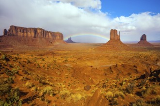 The USA. Monument Valley is unique geological formation. Huge masses of red sandstone - outliers on