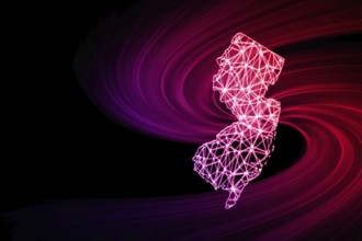 Map of New Jersey, Polygonal mesh line map, modern map