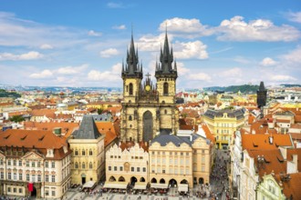 View on Tynsky Temple in Prague from above