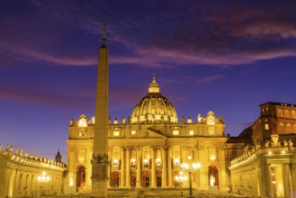 Sunset view of St. Peter's Basilica in Vatican City, the largest church in the world