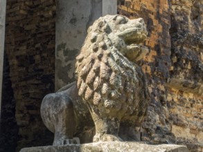 Stone lion statue at Prasat Tao, Sambor Prei Kuk, Cambodia
