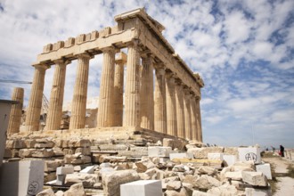 Detail of parthenon in a spring afternoon. Athens, Central Athens. Greece