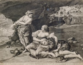 Lot and his daughters, Lucas Vosterman I, from the work of Orazio Gentileschi, Museo de Bellas