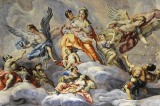 Detail of dome fresco by Johann Michael Rottmayr, Karlskirche, 1716-1736, Vienna, Austria, Europe,