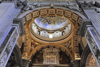 St. Peter's Basilica, Vatican, Rome, Lazio, Italy, Europe, Magnificent baroque dome with colourful
