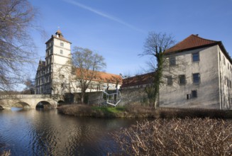 Schloss Brake castle, Weserrenaissance Museum, moated castle, Lemgo, North Rhine-Westphalia,