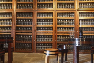 FUNCHAL, MADEIRA - OCTOBER 08, 2011: Museum - repository of expensive vintage wine Madera. Long