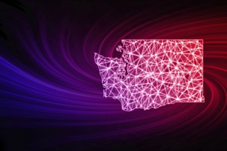 Map of Washington, Polygonal mesh line map, modern map