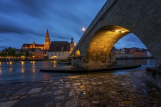 Panoramic view of Regensburg's old town on the Danube in Germany