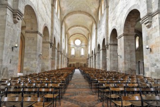 Interior view of the central nave, basilica, monastery church, founded in 1136, Eberbach Monastery,