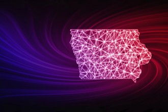 Map of Iowa, Polygonal mesh line map, modern map