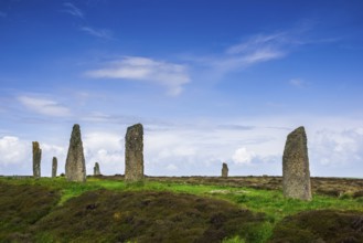 Neolithic stone circle, partial view, Ring of Brodgar, Mainland, Orkney Islands, Scotland, Great