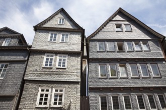 Slate houses in historic centre of Herborn, Hesse, Germany, Europe, Schieferhäuser in der Altstadt