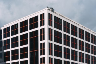 Madrid, Spain, December 5, 2021: Exterior view of modern office building in Castellana Avenue.