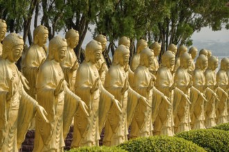 Smaller Buddha statues in the Great Buddha Land at the monastery of the Fo Guang Shan Buddha