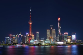 Skyline, skyscraper, Pearl Tower, Shanghai Tower, Shanghai World Financial Centre, sunset,