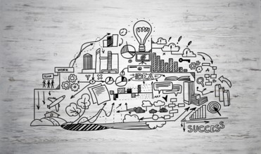 Effective business planning concept on wooden surface background