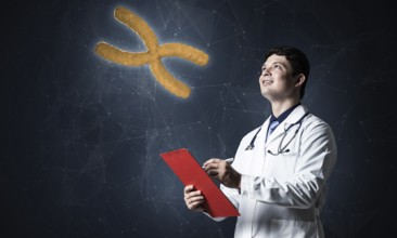 Doctor with tablet works with digital technologies