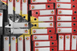 East Timor Flag Colors Folder Stack, Bureaucracy and Government Administration Concep