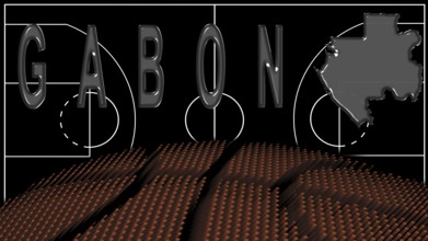 Gabon on Basketball Court, National Theme Concept