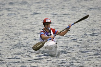 Craig Nieper competing in the kayaking leg of the Coast to Coast triathlon, West Coast, South