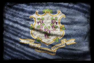 Connecticut Flag, Grunge Texture Background