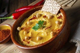 Delicious hummus paste with lemon and chilli