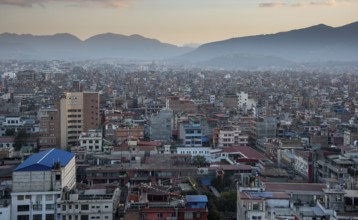 The cityscape of Kathmandu city the capital of Nepal Asia during sunset
