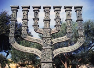 Menorah on front of Knesset in Jerusalem