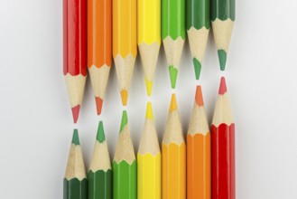 Conceptual crayons represented as successor double energy label colors